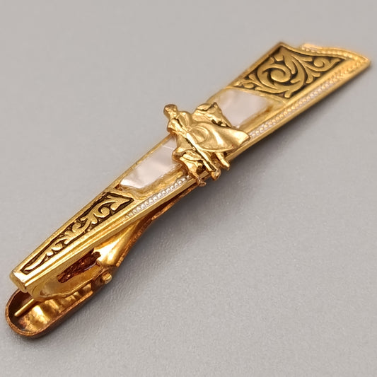 Elegante Vintage Krawattenklammer mit Perlmutteinlage