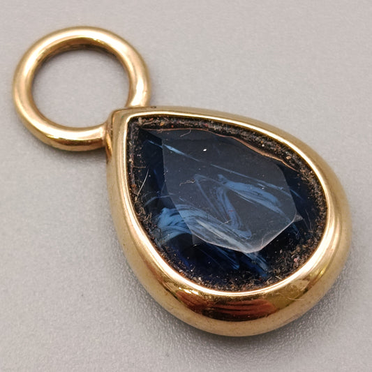 Eleganter Kettenanhänger Tropfenform mit Blauem Stein
