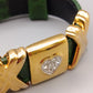 Elegantes Damen Armband Grünes Leder mit Herz-Elementen