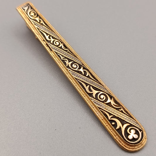 Edle Vintage Krawattenklammer mit Ornament-Muster