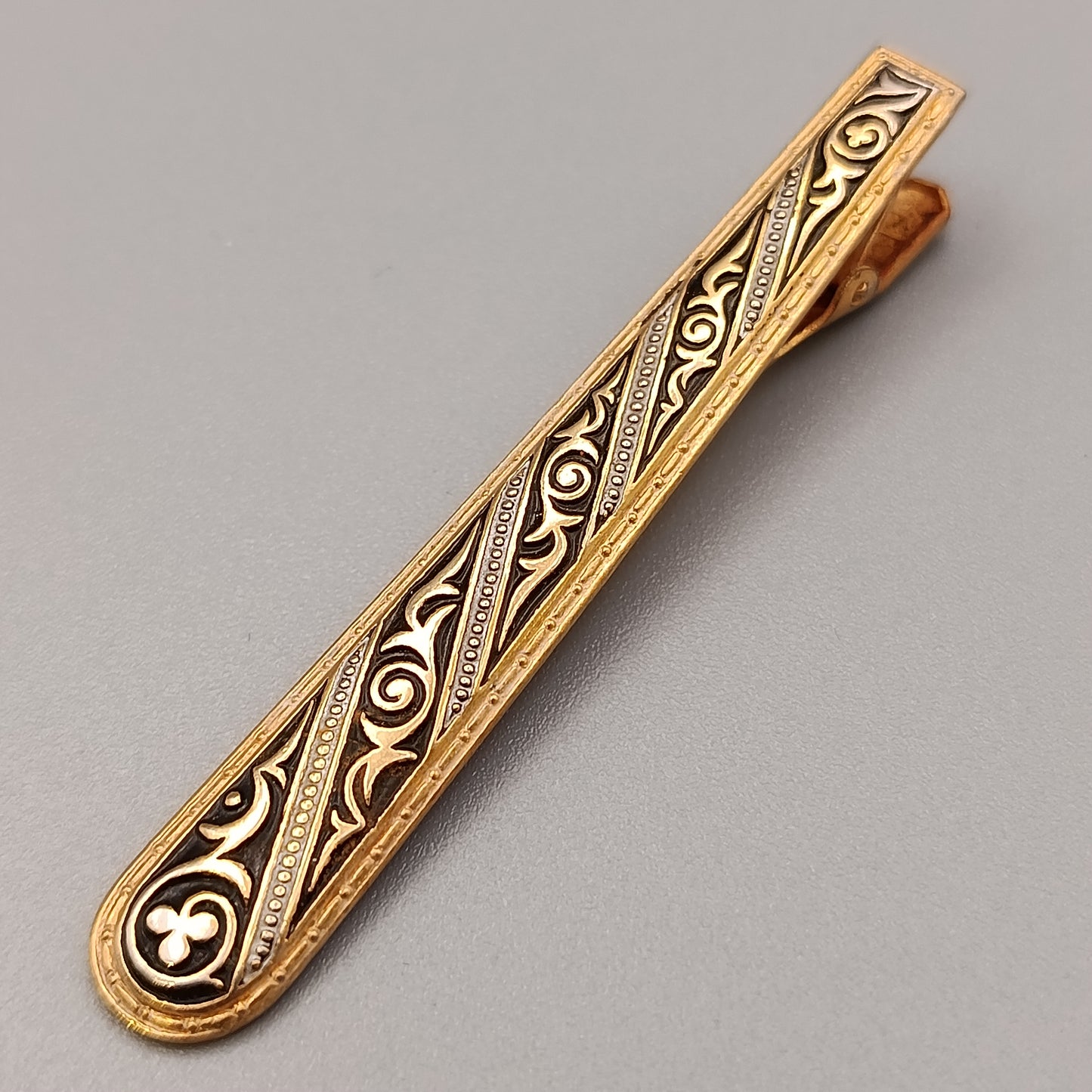 Edle Vintage Krawattenklammer mit Ornament-Muster