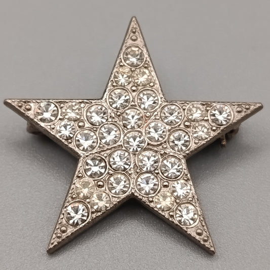 Elegante Stern Brosche – Funkelnder Strass – Silberfarben