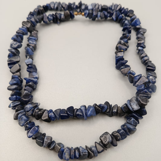 Elegante Sodalith Splitterkette – Blaue Naturstein Kette