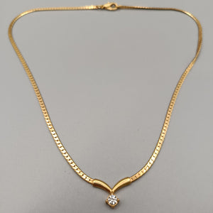 Elegante Damen Kette Vergoldet mit Zirkonia Anhänger – Zeitlos