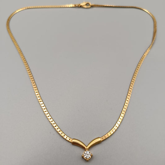 Elegante Damen Kette Vergoldet mit Zirkonia Anhänger – Zeitlos