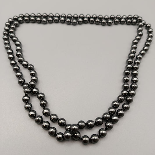 Elegante Hämatit Kette – Lange Perlenkette im Edlen Look