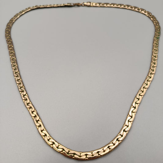 Elegante Damen Kette Vergoldet – Breites Flachpanzer Design