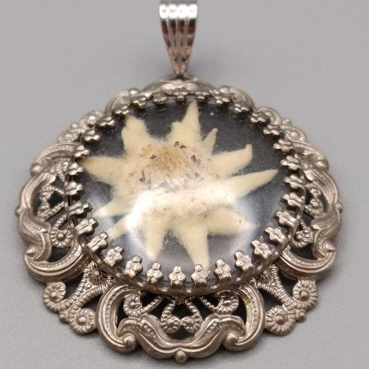 Anhänger mit echtem Edelweiß – Traditioneller Silberschmuck