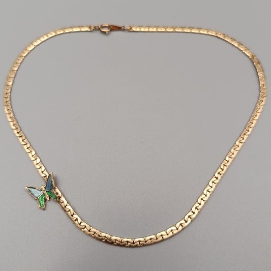Elegante goldfarbene HalsKette mit Schmetterling – Vintage Stil