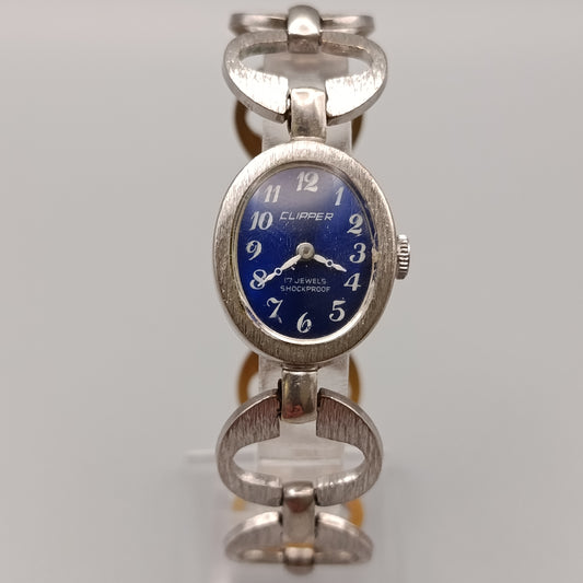 Elegante Clipper Damen Uhr – Vintage Design mit blauem Zifferblatt
