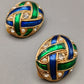 Elegante Vintage Ohr clips – Farbige Emaille, Perlen und Strass