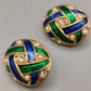 Elegante Vintage Ohr clips – Farbige Emaille, Perlen und Strass