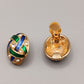 Elegante Vintage Ohr clips – Farbige Emaille, Perlen und Strass