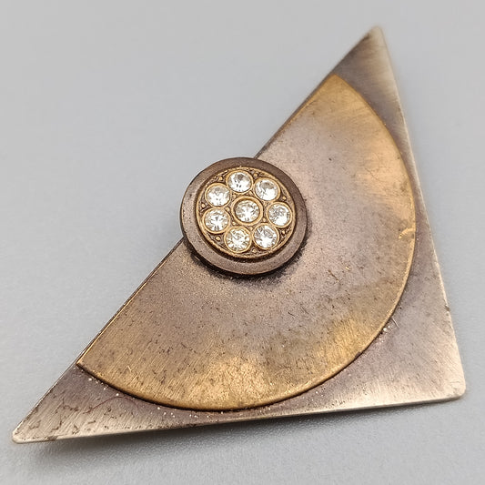 Geometrische Vintage Brosche Dreieckiges Design mit Strass