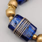 Elastisches Statement-Armband Blaues Glas und Messing