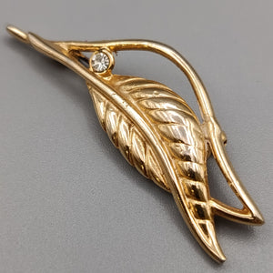 Elegante Vintage Brosche – Blatt Design in Goldoptik