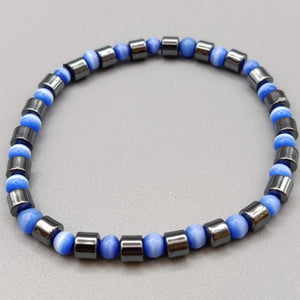 Schickes Hämatit Armband – Blau schimmernde Perlen