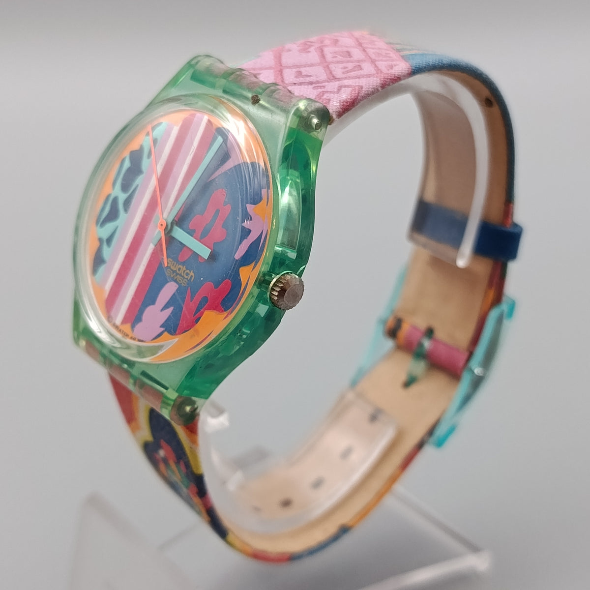 Farbenfrohe Swatch Gent Kunst Uhr – Bunter Vintage