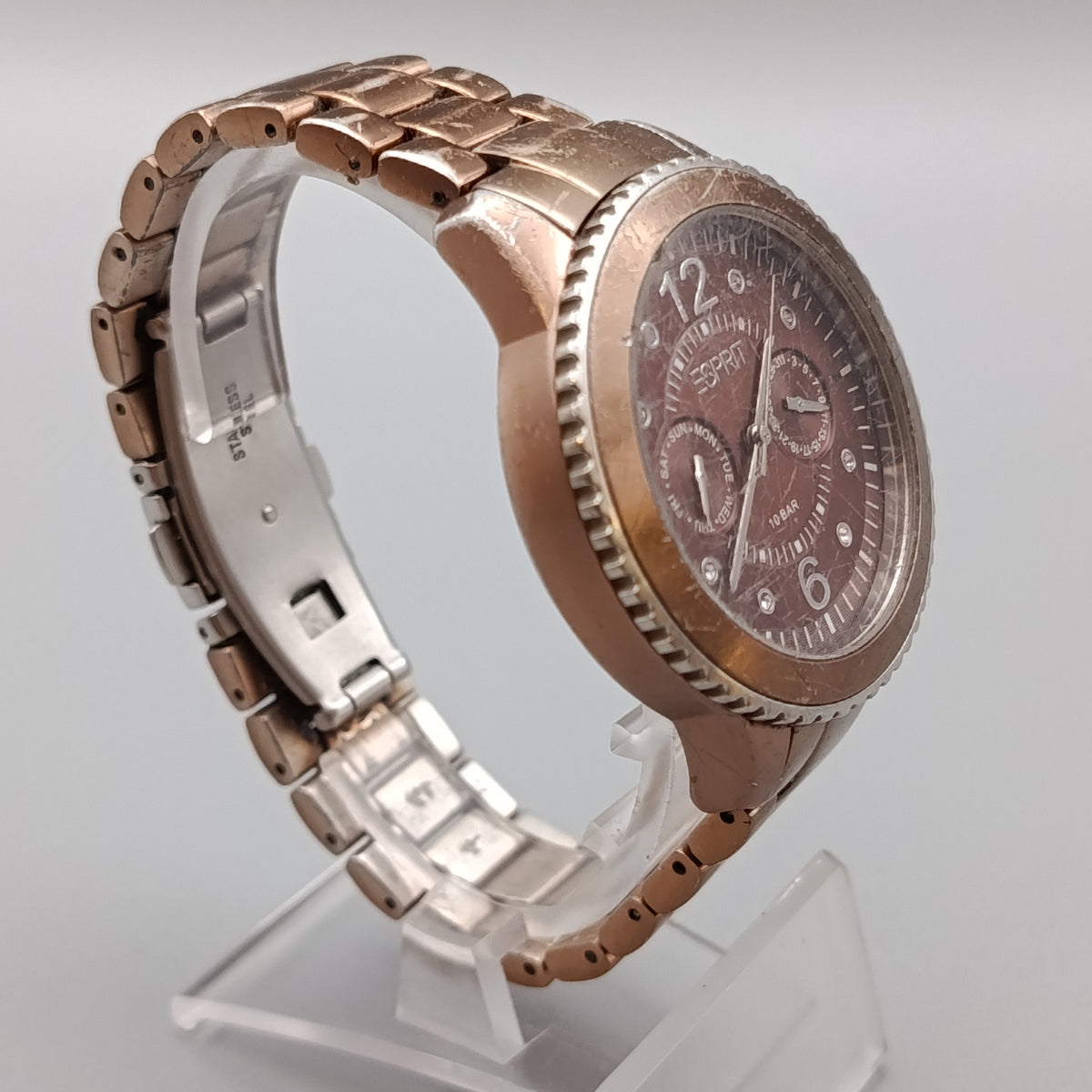 Moderne Esprit Damen Uhr – Bronzefarbenes Design