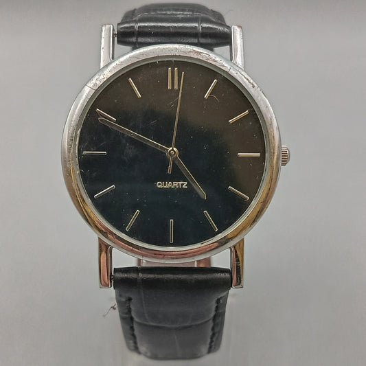 Schlichte Minimalistische Herren Uhr – Schwarzes Zifferblatt