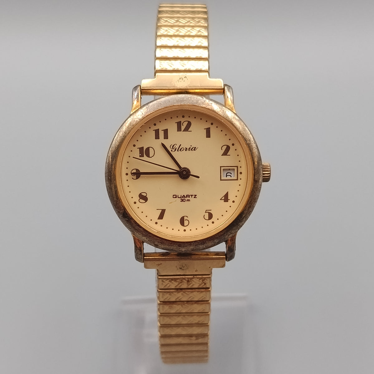 Klassische Gloria Damen Uhr mit Elastischband – Goldfarben
