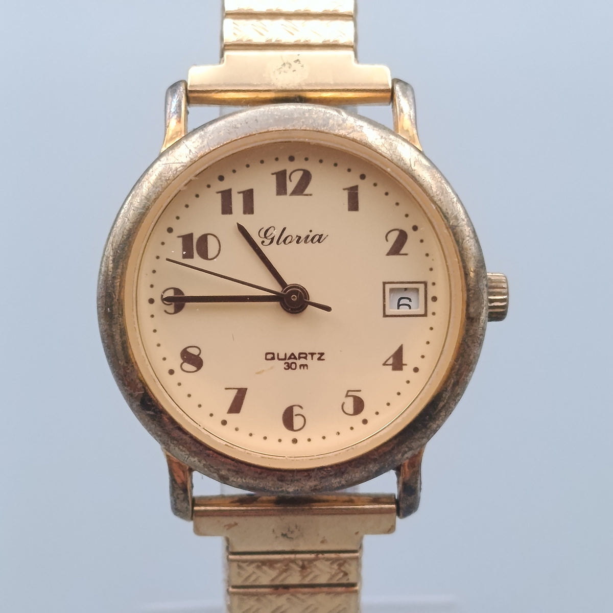 Klassische Gloria Damen Uhr mit Elastischband – Goldfarben