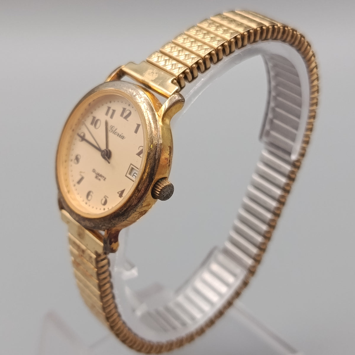 Klassische Gloria Damen Uhr mit Elastischband – Goldfarben