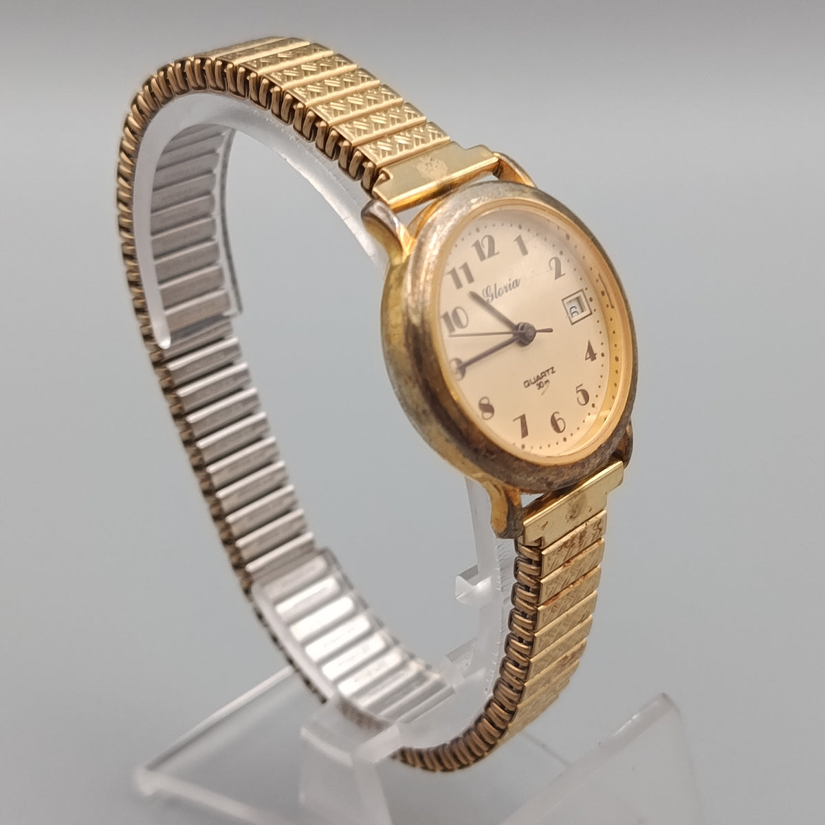 Klassische Gloria Damen Uhr mit Elastischband – Goldfarben