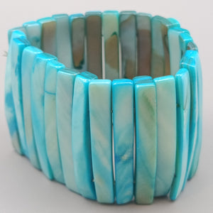 Elegantes Perlmuttscheiben Armband – Türkis-Blau