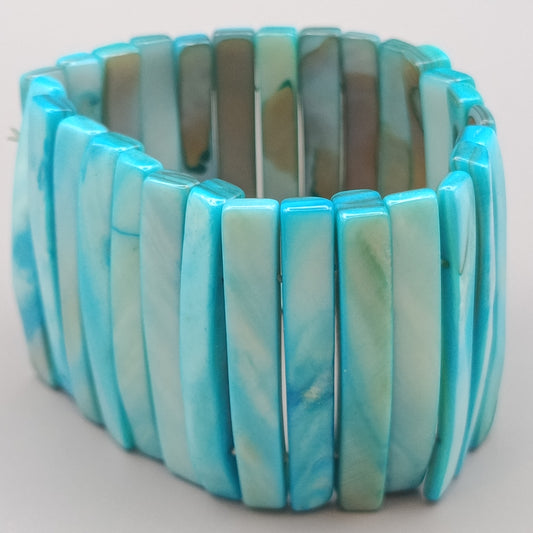 Elegantes Perlmuttscheiben Armband – Türkis-Blau
