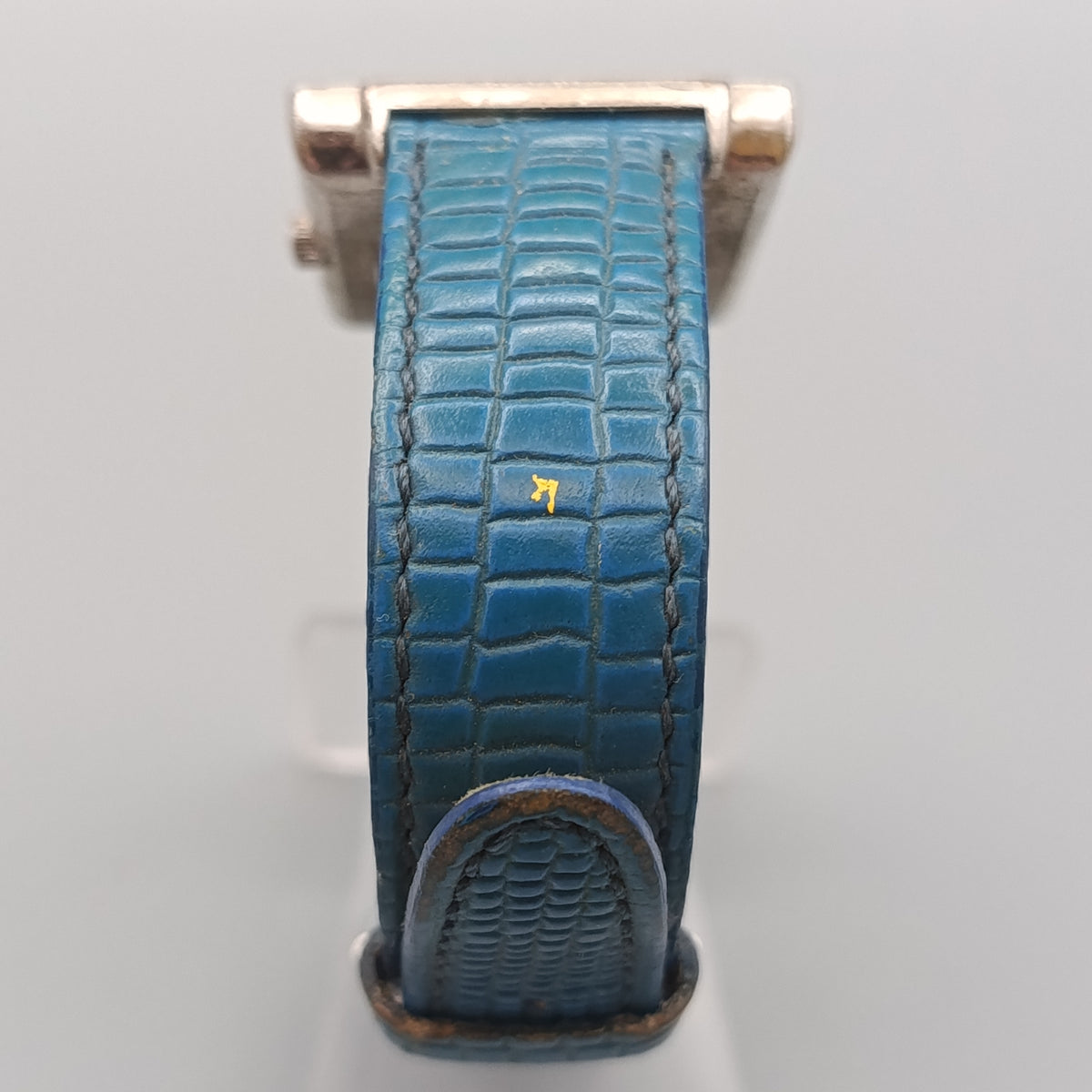 Damen Uhr mit Stein-Mosaik – Blaues Lederarmband