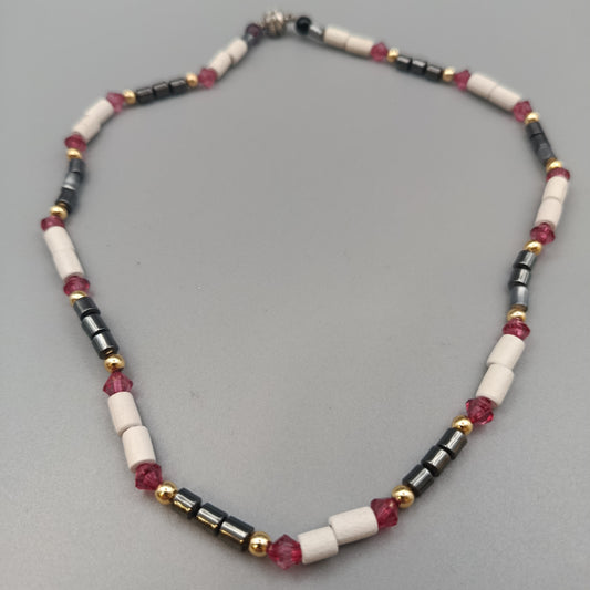 Bunte Schmuck Kette mit Hämatit und Glasperlen