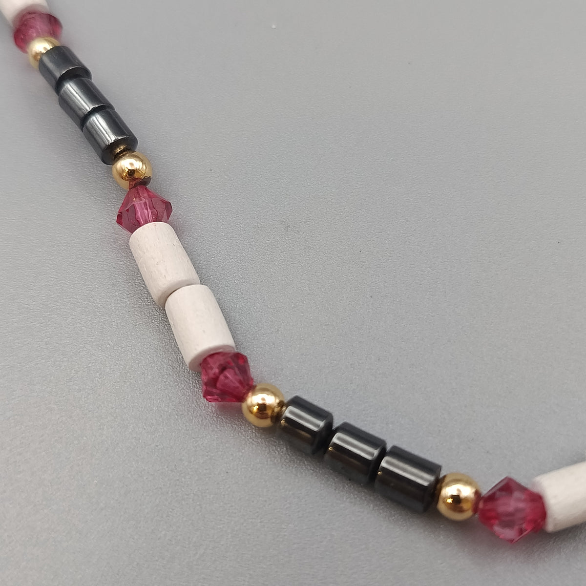 Bunte Schmuck Kette mit Hämatit und Glasperlen