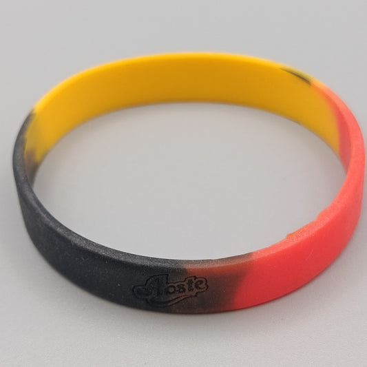 Elastisches Silikon Armband – Schwarz Rot Gelb