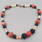 Elegante Perlenkette – Lava- und Korallenperlen
