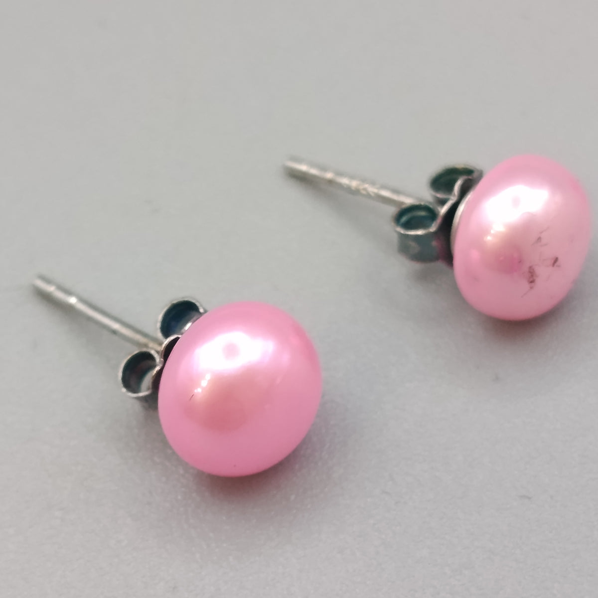 Elegante 925 Silber Perlen-Ohrstecker – Rosa