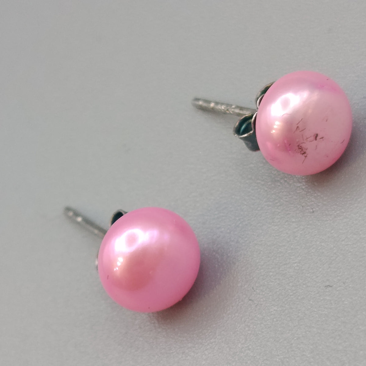 Elegante 925 Silber Perlen-Ohrstecker – Rosa