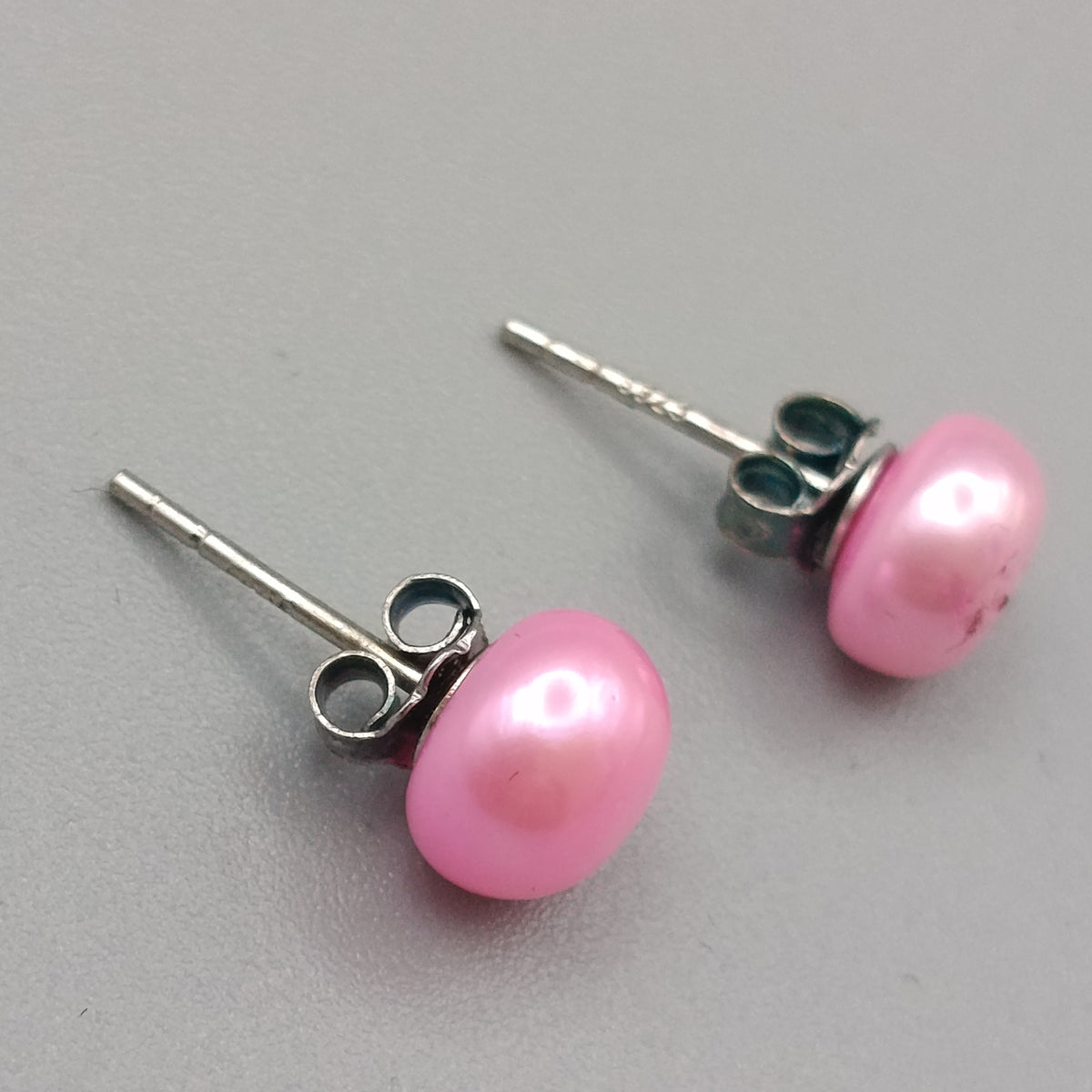 Elegante 925 Silber Perlen-Ohrstecker – Rosa