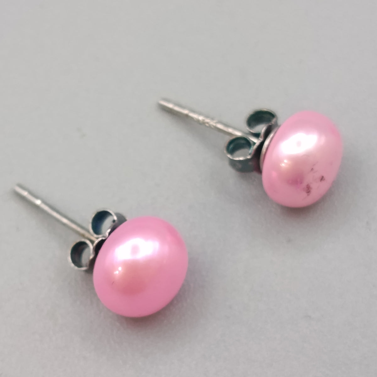 Elegante 925 Silber Perlen-Ohrstecker – Rosa