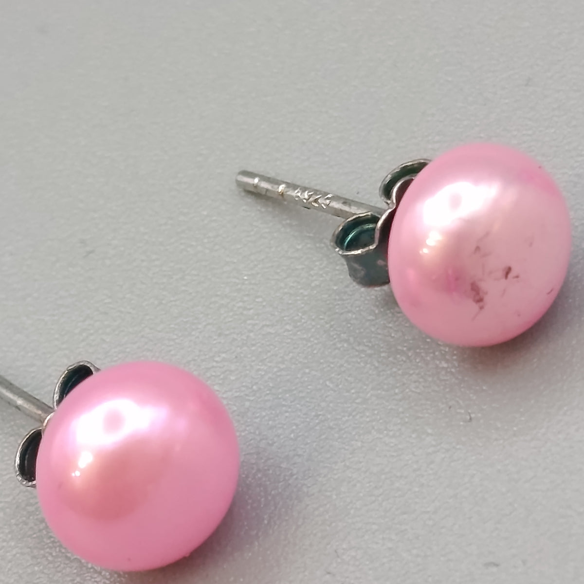 Elegante 925 Silber Perlen-Ohrstecker – Rosa
