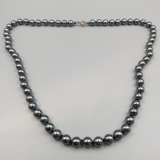 Elegante Hämatit Perlen-Kette – Glänzender Steinschmuck