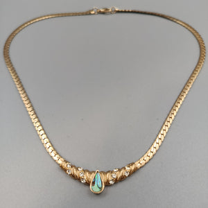 Elegante goldfarbene Halskette – Schlangenkette mit Strass