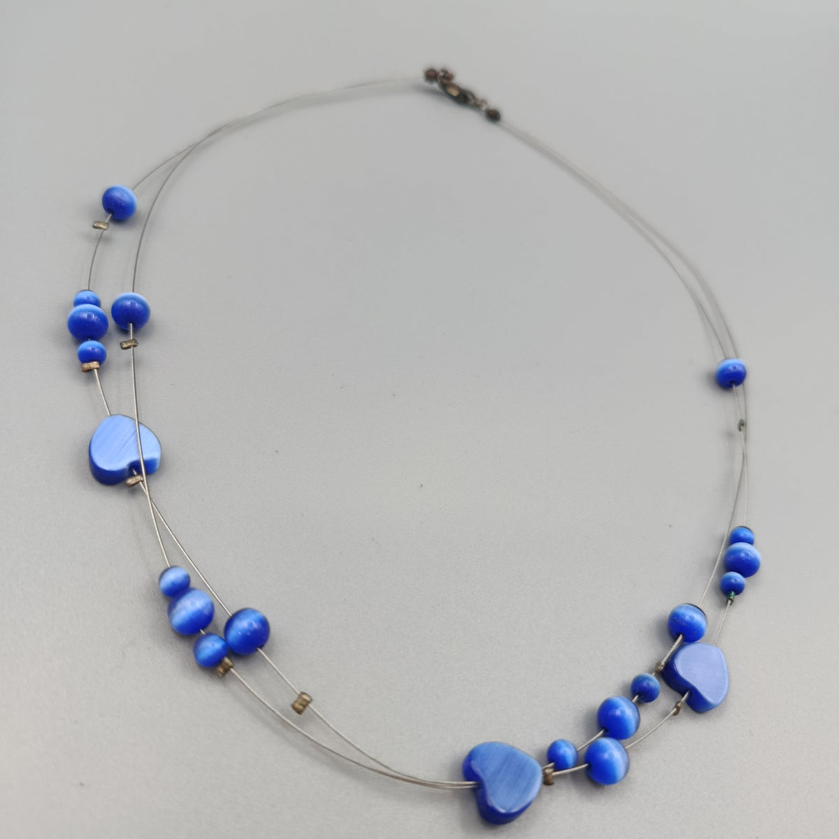 Elegante blaue Perlen-Halskette – Zarte Kette