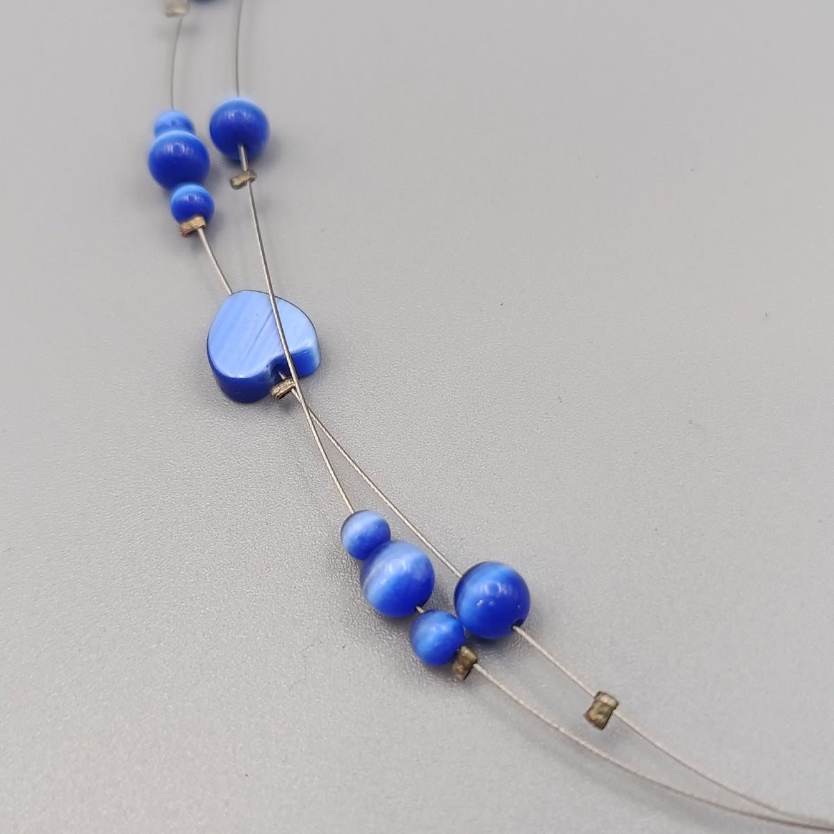 Elegante blaue Perlen-Halskette – Zarte Kette
