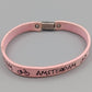 Rosa Lederarmband Amsterdam mit Fahrrad-Motiv