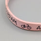 Rosa Lederarmband Amsterdam mit Fahrrad-Motiv
