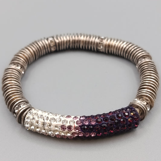Glitzerndes Elastikarmband mit Strass in Silber und Lila