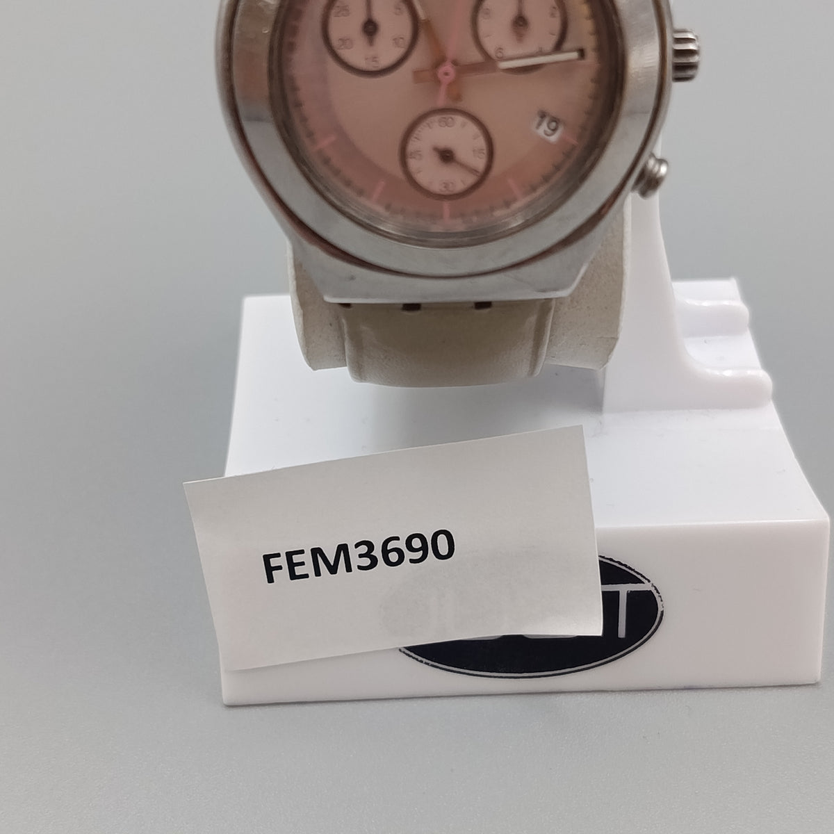 Swatch Damen Uhr – Chronograph mit rosafarbenem Zifferblatt