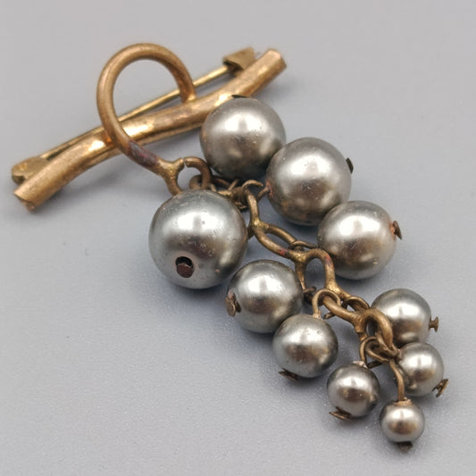 Perlenbrosche Trauben-Design – Vintage Schmuck