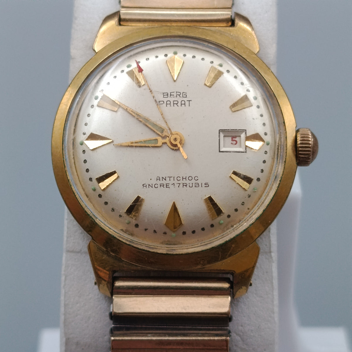 Vintage Berg Parat Herren Uhr – Vergoldet mit Elastikarmband